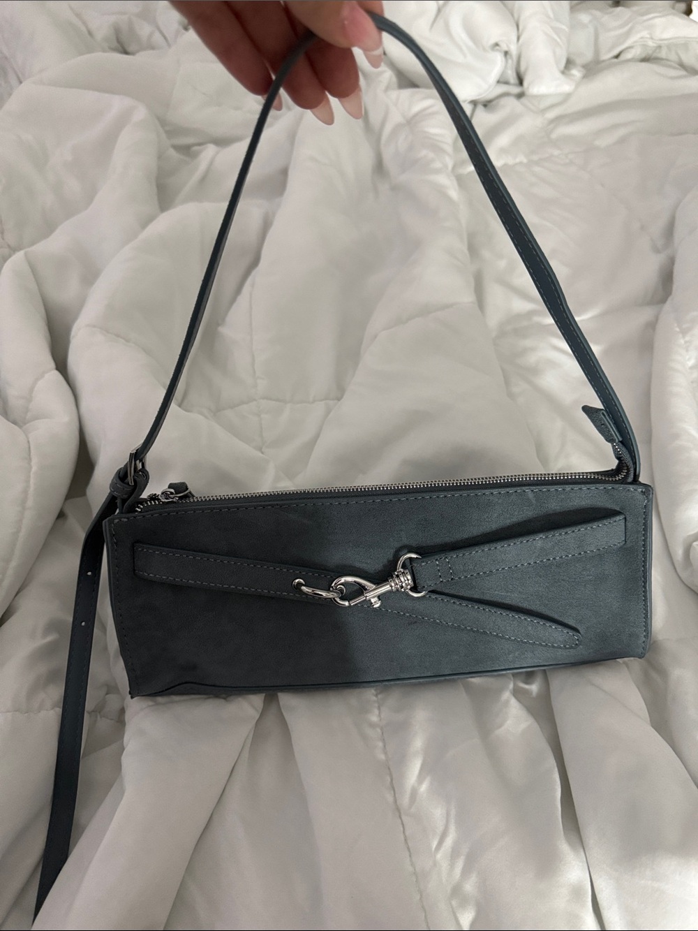 Antik Kraft Dark Teal Mini Shoulder Bag with Silver Hardware